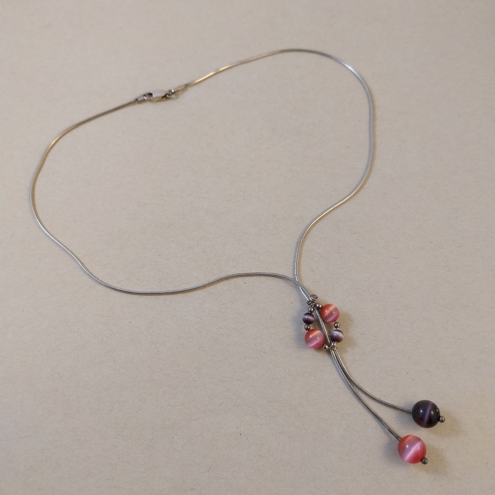 Sterling Silver and Pink Necklace - Picture 7 of 11